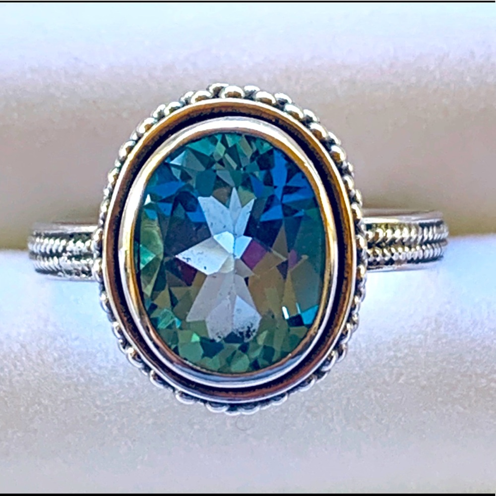 Blue Topaz Gemstone Ring Set In 925 Sterling Silver